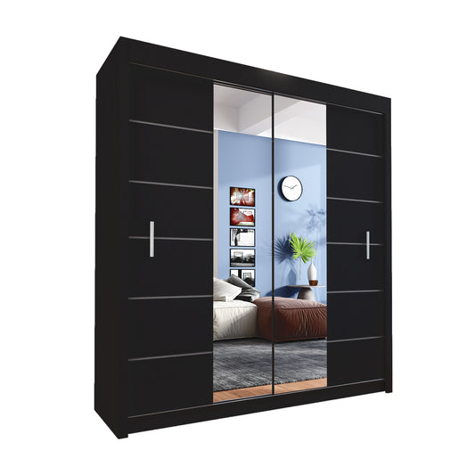 Modern Full Mirror 2&3 Sliding Doors Wardrobe for Bedroom-Lisbon