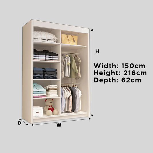 Lisbon Sliding Door Wardrobe White 150cm/180cm/203cm/250cm