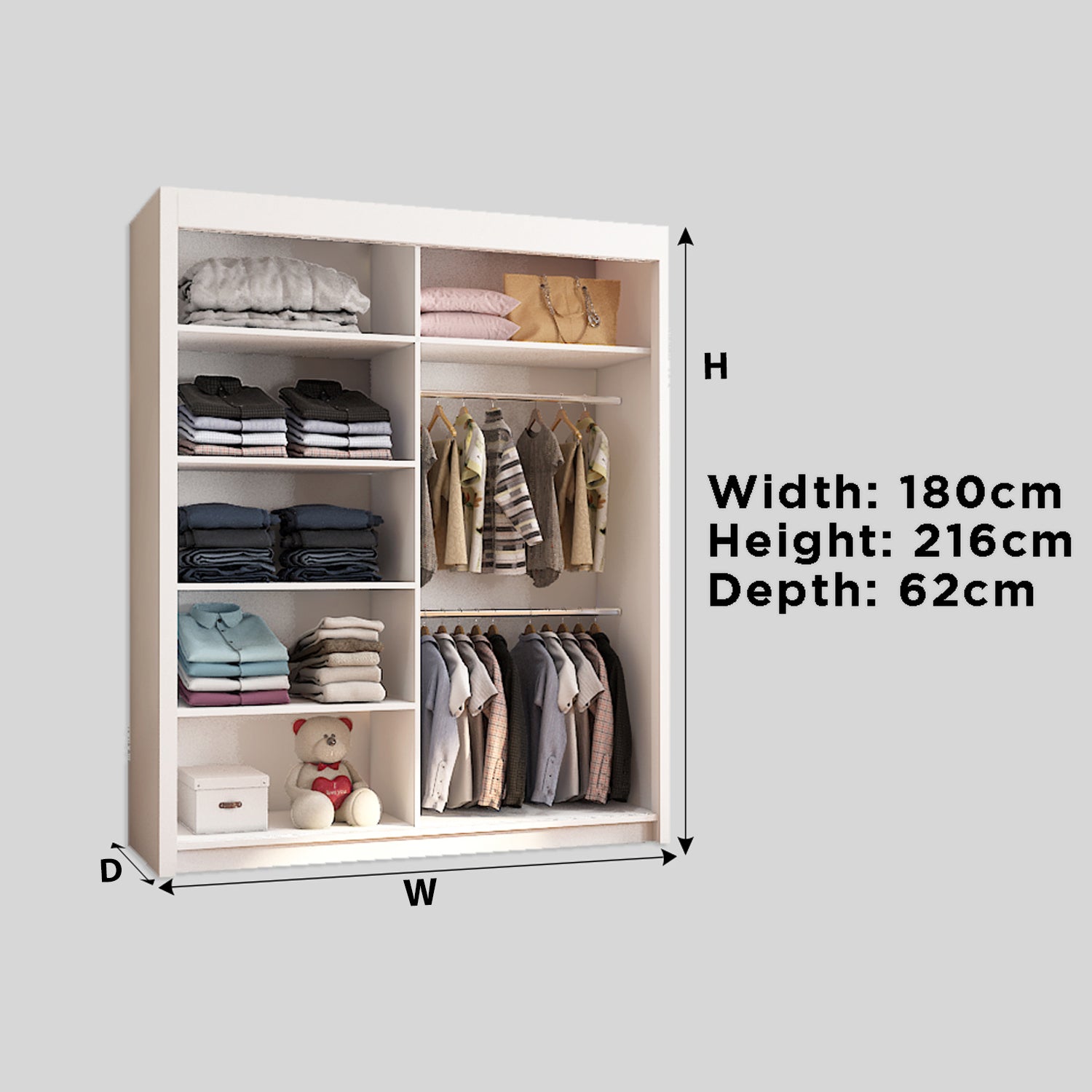 Modern Full Mirror 2 3 Sliding Doors Wardrobe for Bedroom Chicago Interwood Funiture