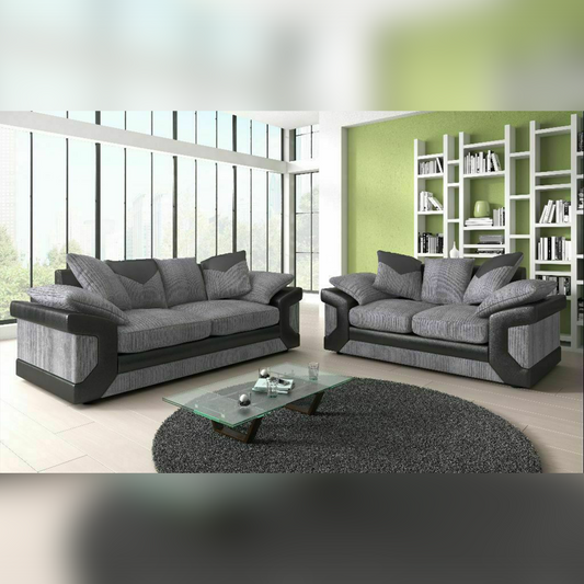 DINO BLACK/GREY SOFA SET