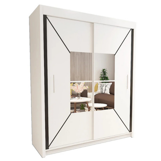 Modern Double Mirror Sliding Doors Wardrobe for bedroom-Nicole