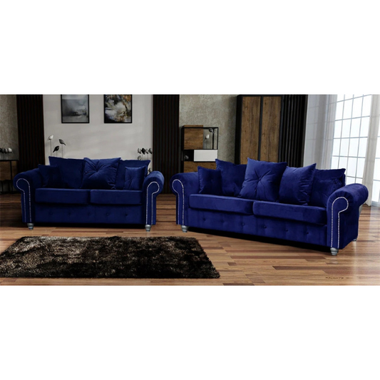 ASHWIN BLUE VELVET SOFA SET