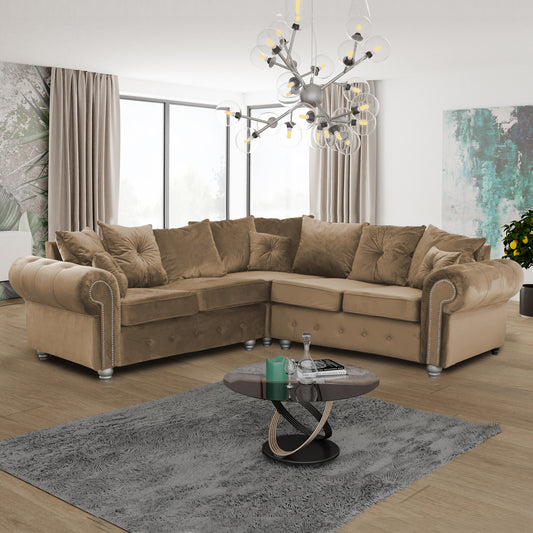 ASHWIN LIGHT BROWN CORNER SOFA